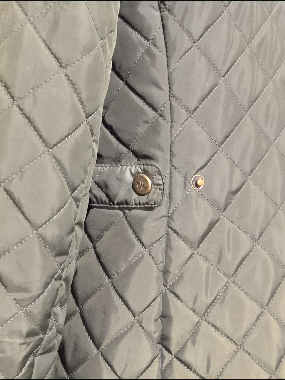 Lauren Ralph Lauren Olive Quilted Jacket Barn Lightweight Preloved Casual PLarge - Picture 6 of 16